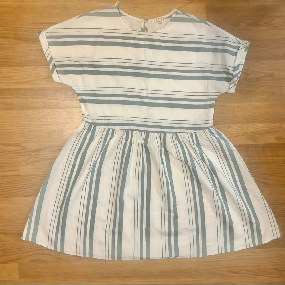 TCEC Striped Mini Dress Small Women's Short Sleeve Green Summer Sundress - Picture 2 of 9